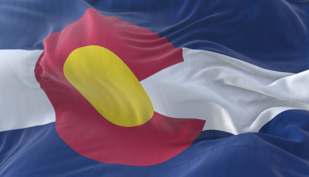 Flag of Colorado state, region of the United States Flag of Colorado state, region of the United States, waving at wind alaska us state photos stock pictures, royalty-free photos & images