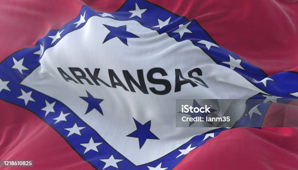 Flag Of Arkansas State Region Of The United States Stock Photo - Download Image Now