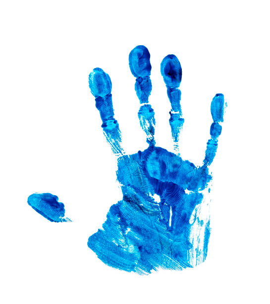 istock Blue hand print isolated on white background 1218611636
