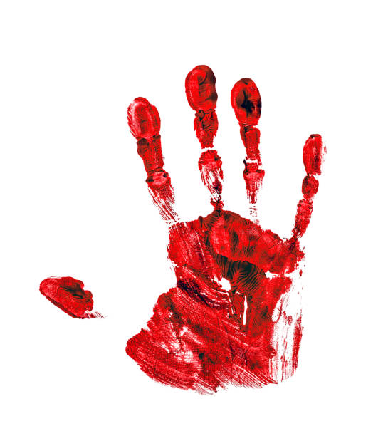 istock Red hand print isolated on white background 1218612157