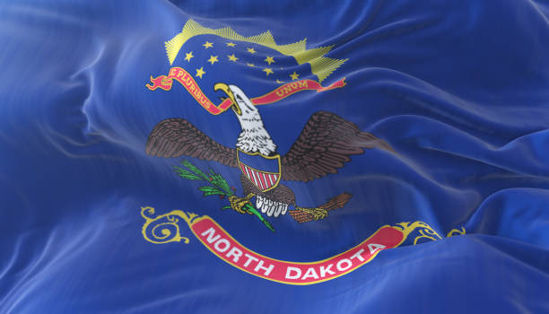 флаг американского штата северная дакота, регион сша - north dakota flag us state flag north dakota flag стоковые фото и изображения