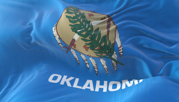 drapeau de l’état américain de l’oklahoma, région des états-unis - moored photos et images de collection