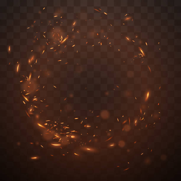 ilustrações de stock, clip art, desenhos animados e ícones de circle fire sparks on transparent background - sparks