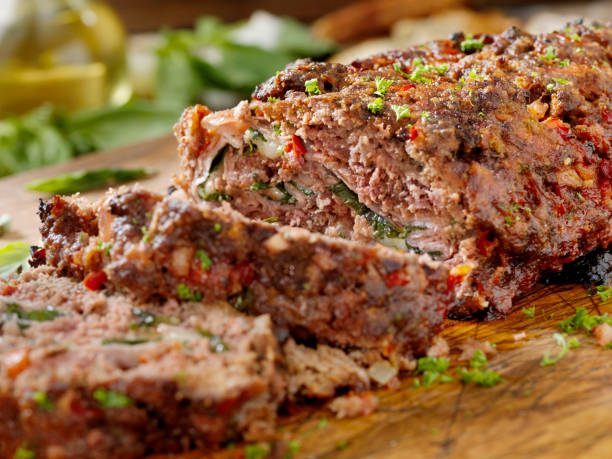 istock Sicilian Style Rolled Meatloaf with Deli Ham, Basil and Mozzarella 1218613603
