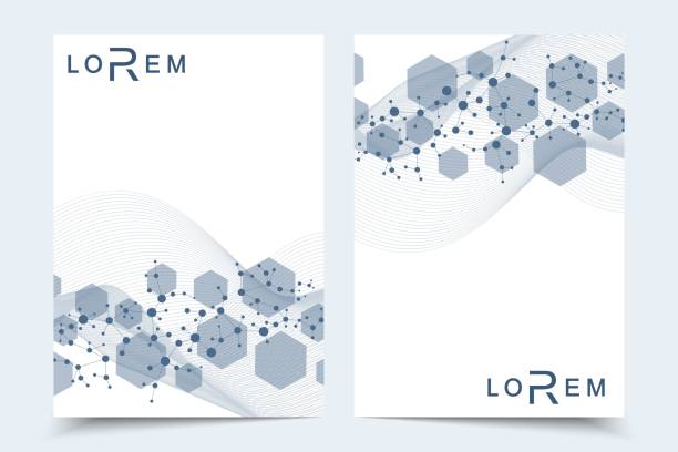 istock Vector templates for brochure magazine leaflet flyer cover booklet annual report. Modern futuristic hexagonal pattern with particle, molecule structure for medical, technology, chemistry, science. 1218615453