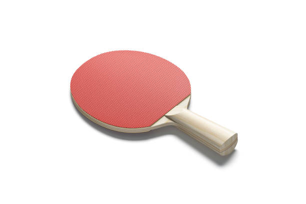 mockup de raquete de tênis de mesa de madeira vermelha em branco, vista lateral - racquette - fotografias e filmes do acervo