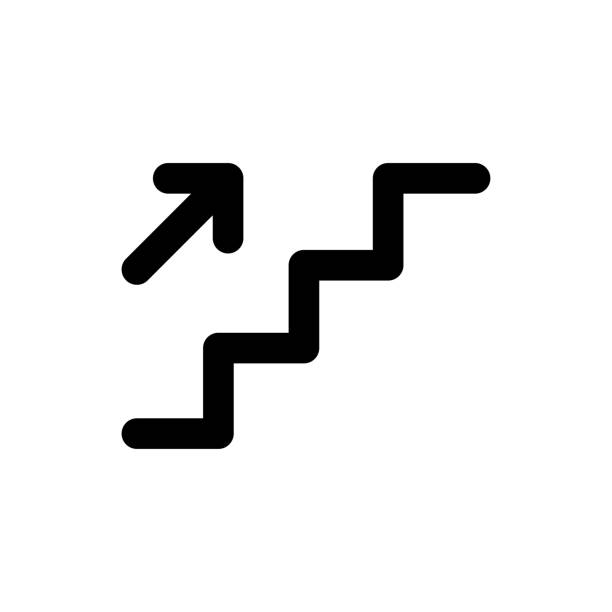 illustrations, cliparts, dessins animés et icônes de chemin d’escalier, icône d’échelle - escalier immeuble