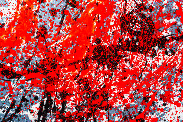 istock background graphic image. dripping. expression. mixing colors. black white red. On the concrete texture. Horizontal orientation. top view. 1218616742