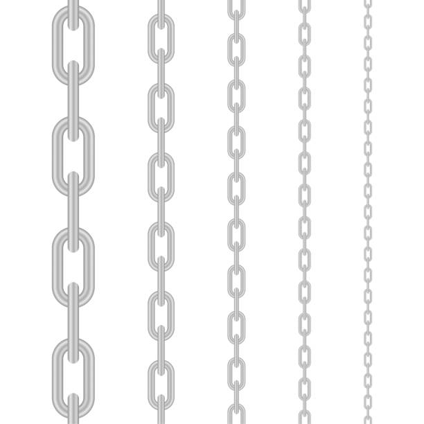 istock Metallic Chain. Block chain. Collection of seamless metal chains colored silver. Vector stock illustration. 1218619554