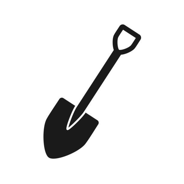 shovel icon vector logo template shovel icon vector logo template excavated material stock illustrations