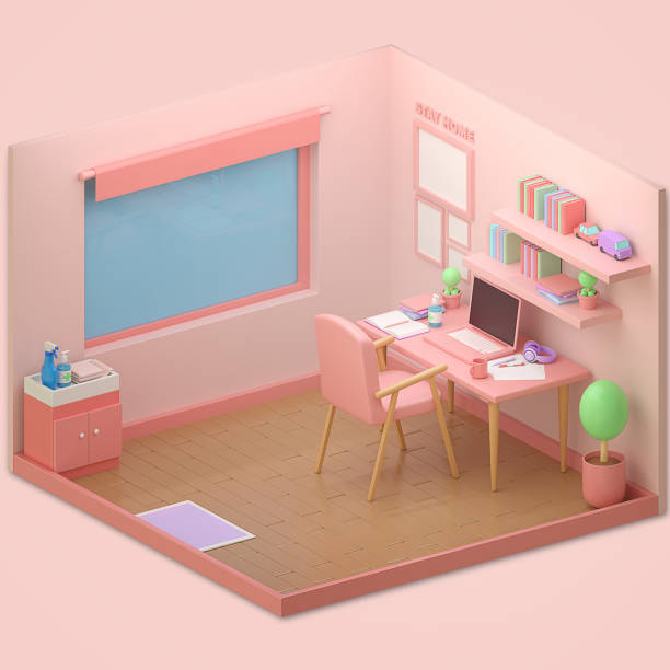 istock 3d illustrate minimal home office mock up concept.work from home concept while coronavirus covid-19 quarantine. 1218623774