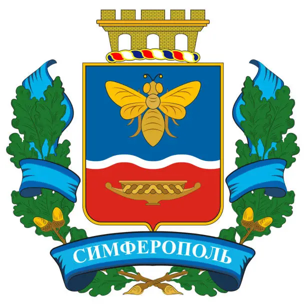 Vector illustration of Coat of arms of Simferopol in Republic of Crimea of Russia