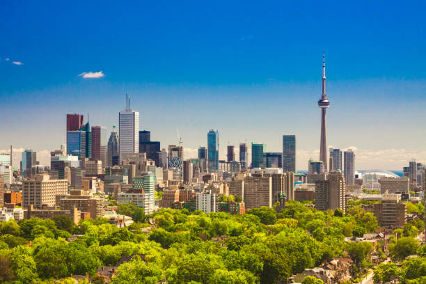 Toronto downtown panorama. Canada Canada - Ontario - Toronto - Beautiful summer sunny day panorama of Toronto downtown skyline with CN Tower toronto stock pictures, royalty-free photos & images