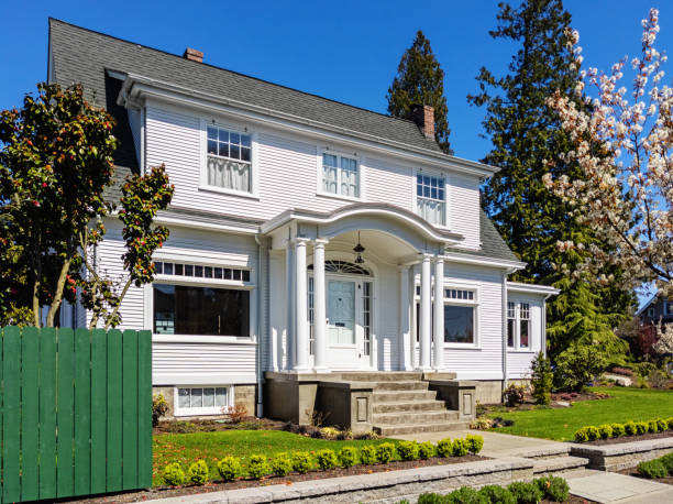istock White American Colonial Style House Exterior 1218631784