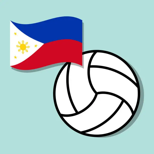 Vector illustration of Volleyball ball with Phillippines national flag