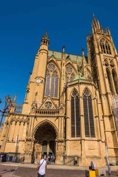 Saint Etienne Cathedral or Cathedral of Saint Stephen of Metz, Lorraine, France Metz, France - August 31, 2019: Saint Etienne Cathedrale or Cathedral of Saint Stephen in Metz, Lorraine, France saint étienne photos stock pictures, royalty-free photos & images