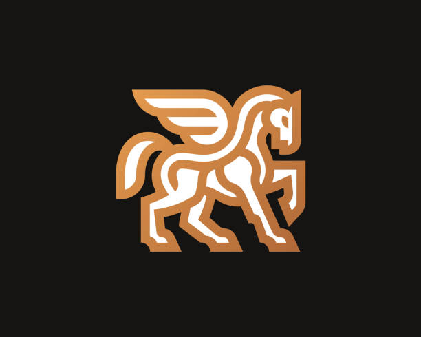 pferd modernes logo. pegasus emblem design editierbar für ihr unternehmen. hengst vektor-illustration. - pegasos stock-grafiken, -clipart, -cartoons und -symbole