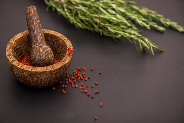 istock wooden mortar for grinding spices 1218636155