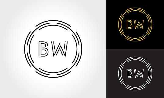Initial BW Letter Logo Creative Modern Typography Vector Template. Digital Abstract Letter BW Logo Design