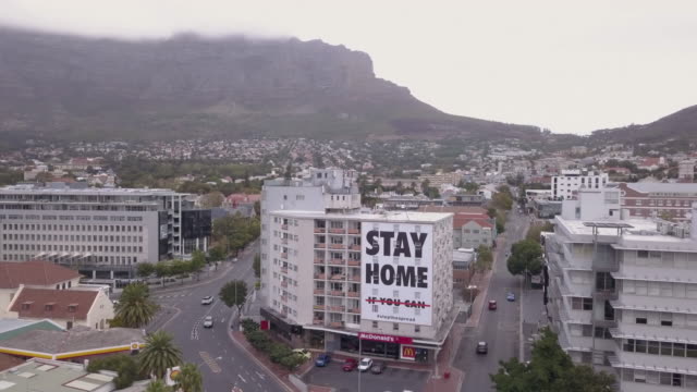 Aerial view of Cape Town, empty streets during Corona Virus lockdown