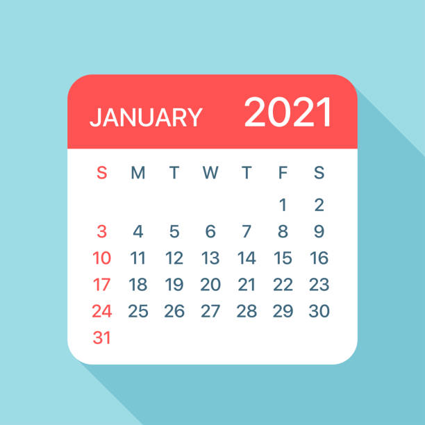 stockillustraties, clipart, cartoons en iconen met kalenderblad januari 2021 - vector illustratie - green friday