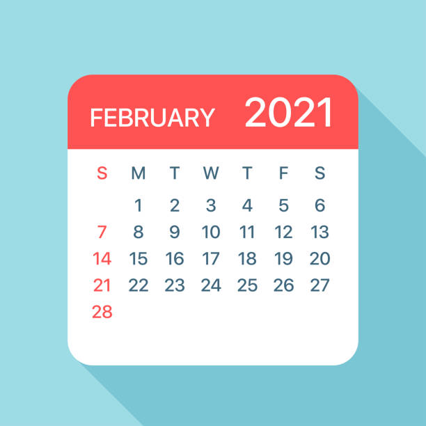 2021年2月 カレンダーリーフ - ベクトルイラスト - sunday paper illustrations点のイラスト素材／クリップアート素材／マンガ素材／アイコン素材