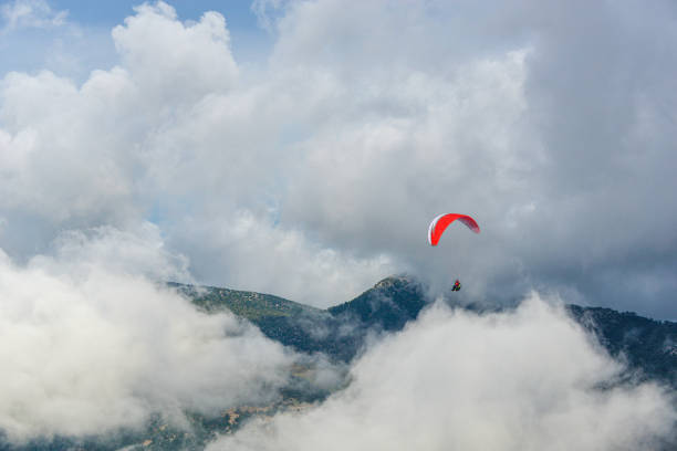 Paragliding in cloudy weather.