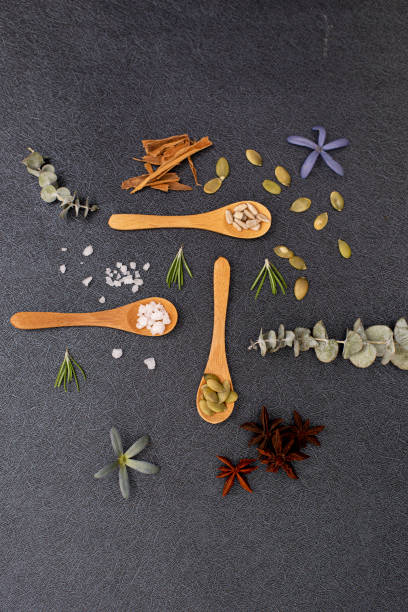 istock Wooden spoons with spices 1218642909