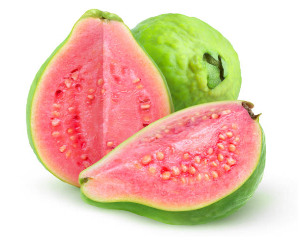 istock Isolated pink fleshed guava pieces 1218642930
