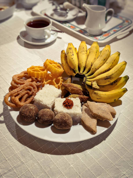 A plate of traditional food made for Sinhalese New Year. The new year was \