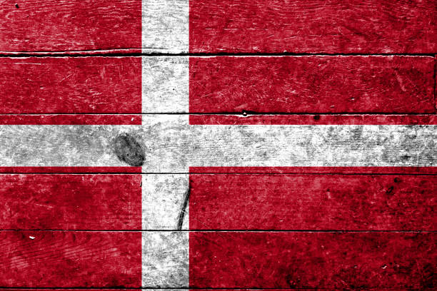 istock DENMARK flag on vintage wooden planks background. 1218645497