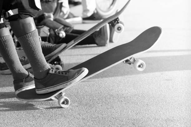 Skaters waiting their turn to get on track