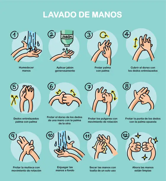 Vector illustration of Illustration showing how to wash your hands