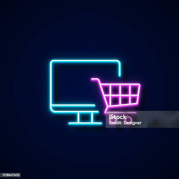 Online Shopping Icon Neon Style Design Elements Stock Illustration - Download Image Now - Shopping Cart, Online Shopping, E-commerce