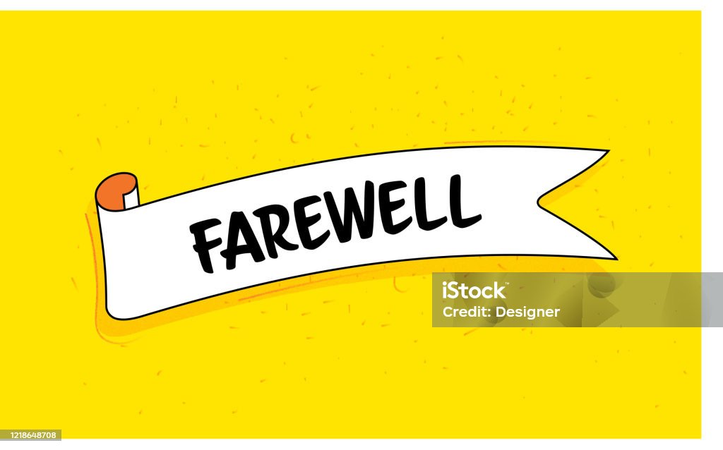 Trendy Ribbon Banner With Text Farewell Retro Style Design Stock  Illustration - Download Image Now - iStock