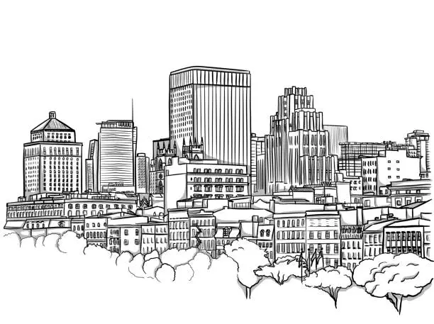 Vector illustration of Downtown Highrises