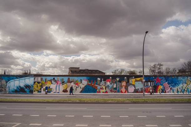 A Picture showing an empty street in front of the famous Berlin Wall (Berlin, Germany) while lockdown cause of coronavirus regulations.
