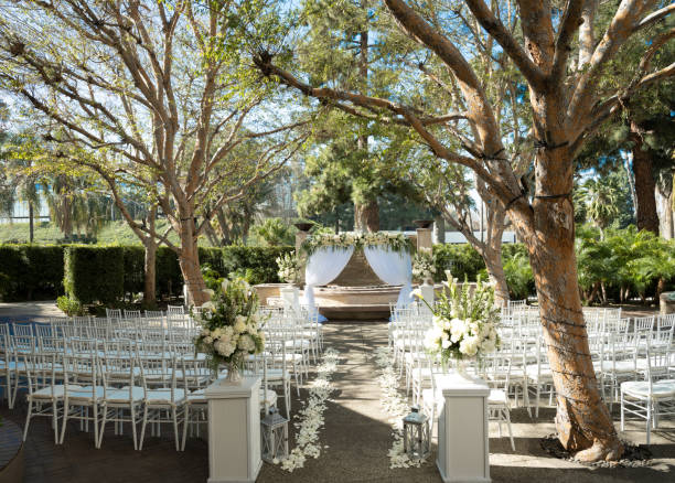 istock An outdoor wedding space with wooden chairs 1218653928