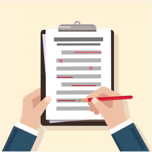 Hands on table. Filling the checklist. Additions and improvements of the article Hands on the table. Filling the checklist. Additions and improvements of the article. Correction of the text. Proofreading in pencil. Amendment to the text. Vector image. The icon of the hand write pink promise stock illustrations