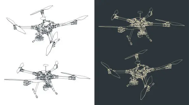 Vector illustration of Quadcopter scout illustrations