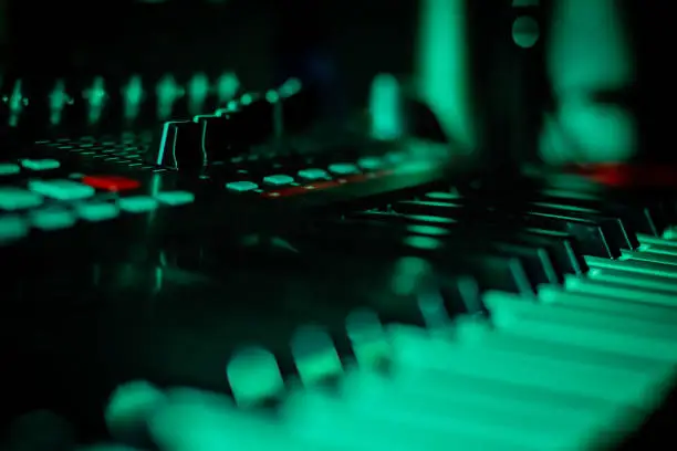 Sound recording digital keyboard midi controller in Studio synthesizer