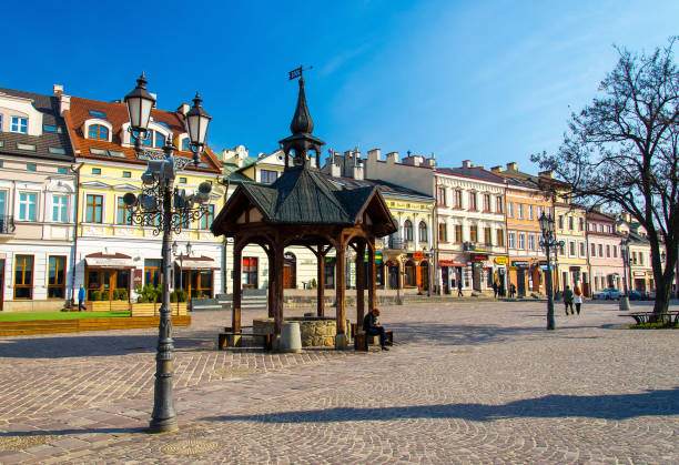 Rzeszow, Poland - March 20, 2015: Old well on market square