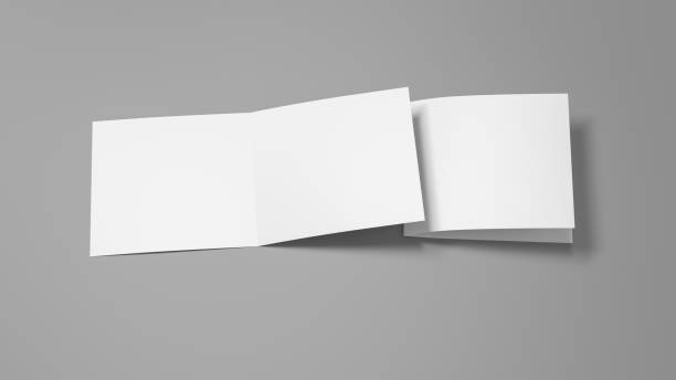 istock Blank bi-fold square pages leaflet cover. Bi-fold or half-fold opened and folded brochure isolated with clipping path. 1218665729
