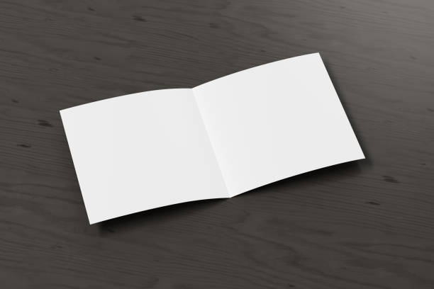 istock Blank square pages leaflet cover. Bi-fold or half-fold brochure isolated with clipping path. 1218666266