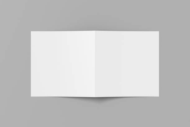 istock Blank square pages leaflet cover. Bi-fold or half-fold brochure isolated with clipping path. 1218666269