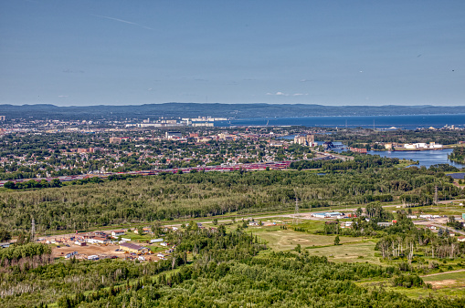 Aerial View of Thunder Bay, Ontario on Lake Superior in Summer