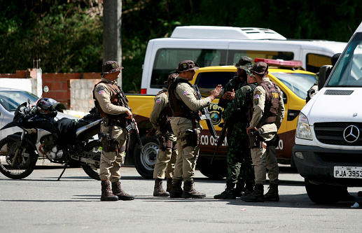 Jerusalem, Israel - May 2023 : Jewish soldiers on military oath. The Israeli Army. Young fighters with machine guns.