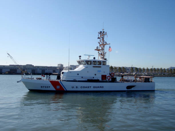 US Coast Guard Boat in McCovey Cove San Francisco - November 19, 2009: US Coast Guard Boat in McCovey Cove. aegis stock pictures, royalty-free photos & images