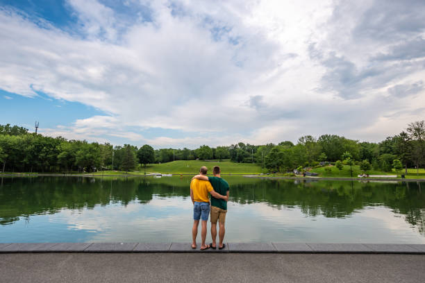 istock Homosexual couple visiting Montreal in summer. 1218674249