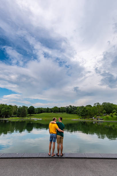 istock Homosexual couple visiting Montreal in summer. 1218674298